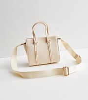 New Look Cream Leather-Look Mini Cross Body Tote Bag